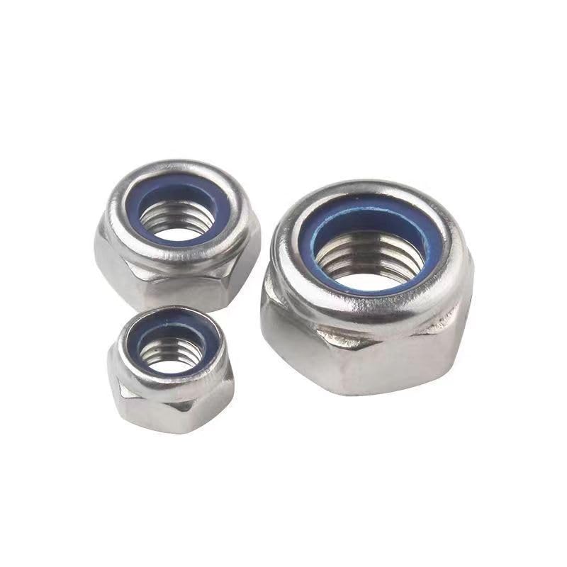 QBJFY M18-2.25 Lock Nuts, M18 Nylon Insert Locknuts 304 Stainless Self Clinching Nuts, Bright Finish, Full Thread Nylock Nuts,3Pcs - Image 1